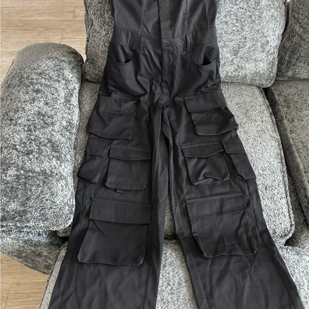 Black Full-Length Jumpsuit with Tie Waist